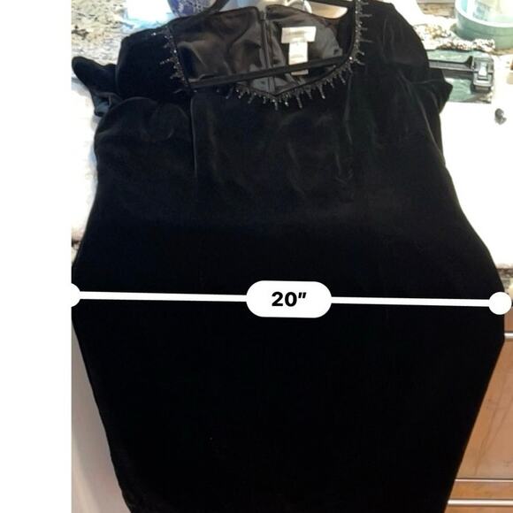 Liz Claiborne Black Velvet Rhinestone Cocktail Dress – Size 14 | Elegant V-Neck - Picture 11 of 11